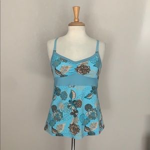 North Face shelf bra tank top cami blue brown M